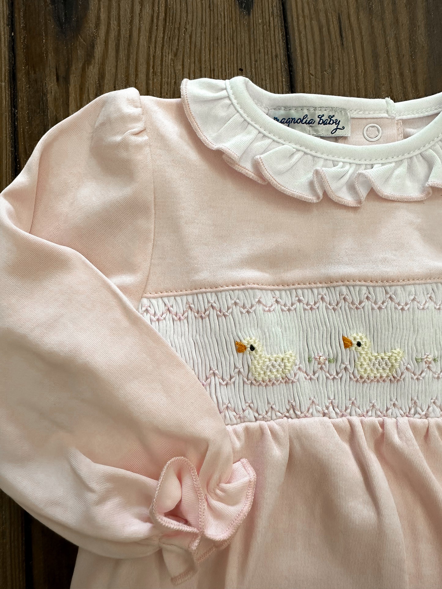 Just Ducky Classics Smocked Footie - Pink