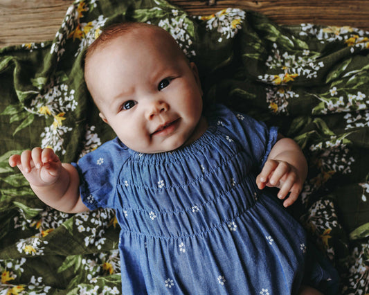 Smocked Short Romper- Daisies