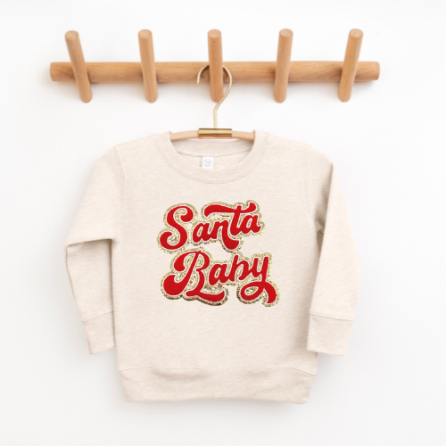 Red "Santa Baby" Chenille Patch Kids' Sweatshirt
