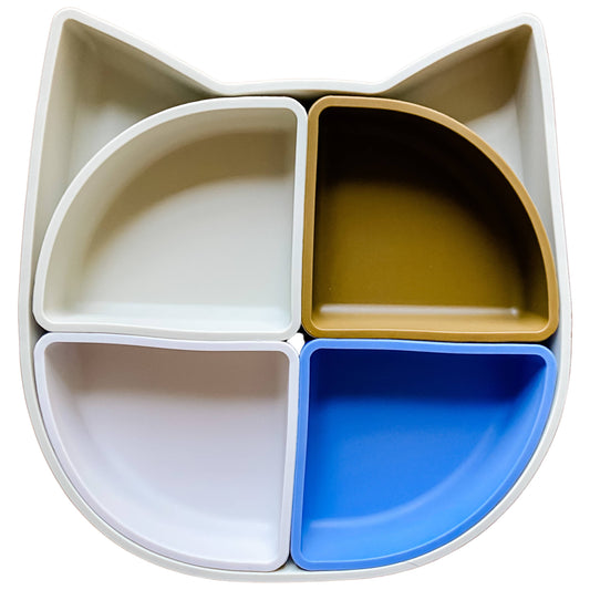 Cat Divided Plate (no suction) - Tan