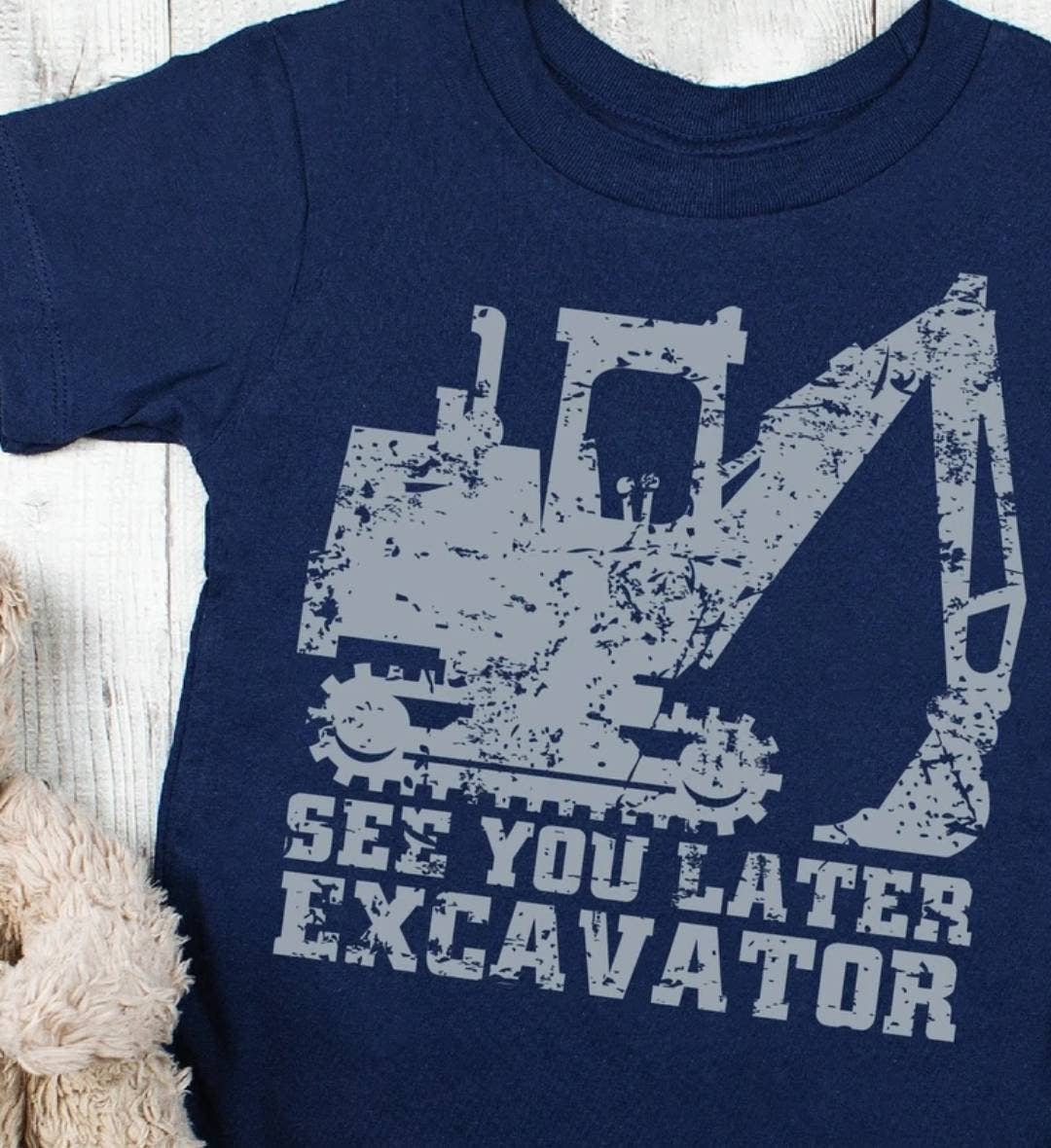 See You Later Excavator, Youth Long Sleeve: Tee - Navy