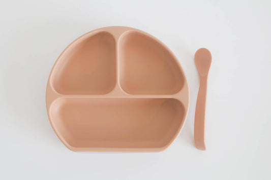 Silicone Suction Plate With Lid and Spoon | Multiple Colors