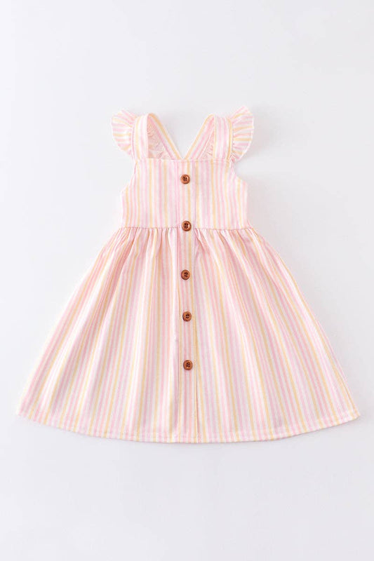 Pink Stripe Flutter Dress