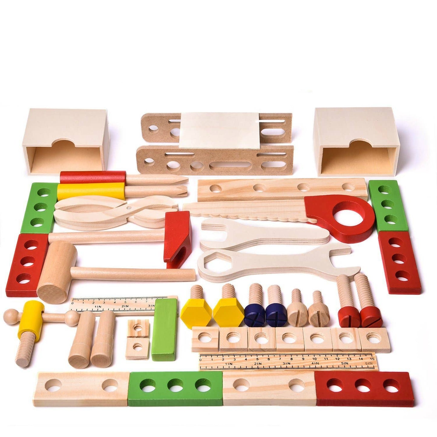 43 PCs Wooden Toy Tool Box Set for Kids