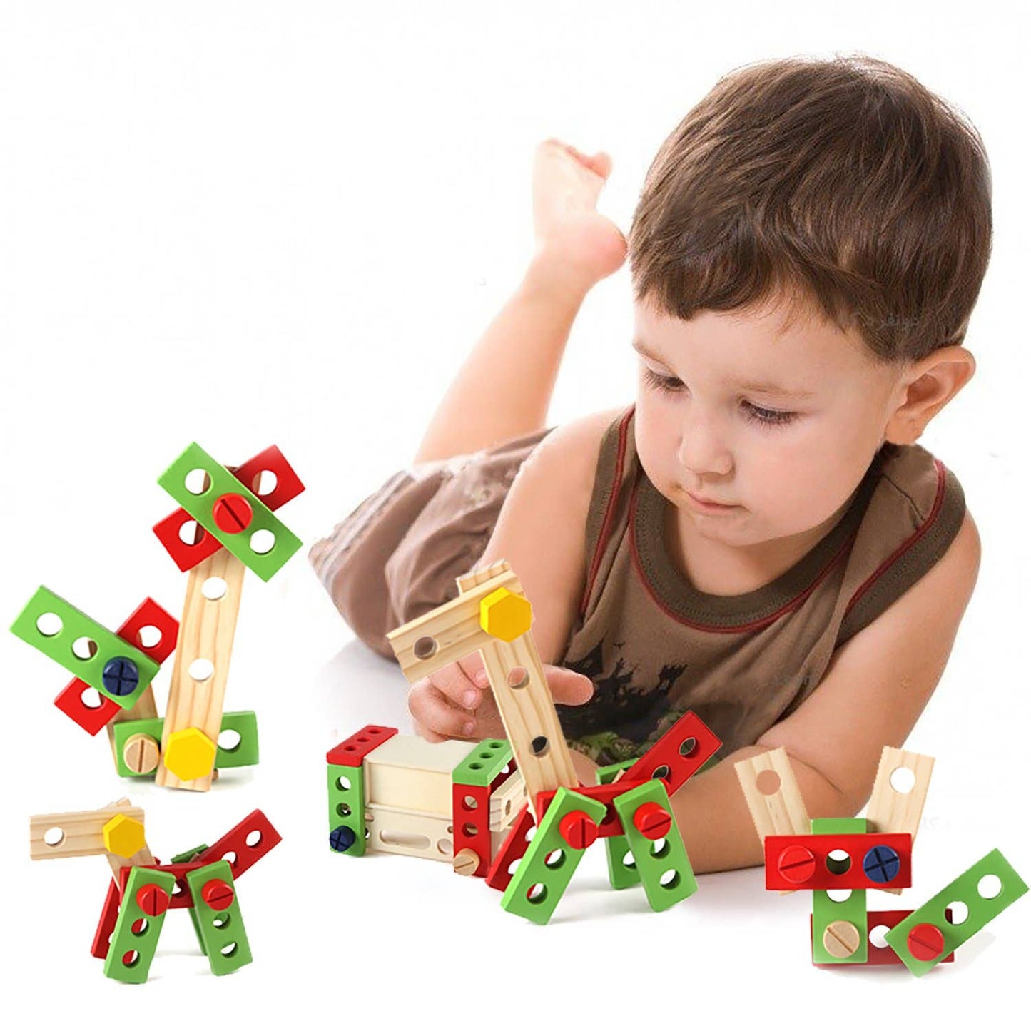 43 PCs Wooden Toy Tool Box Set for Kids