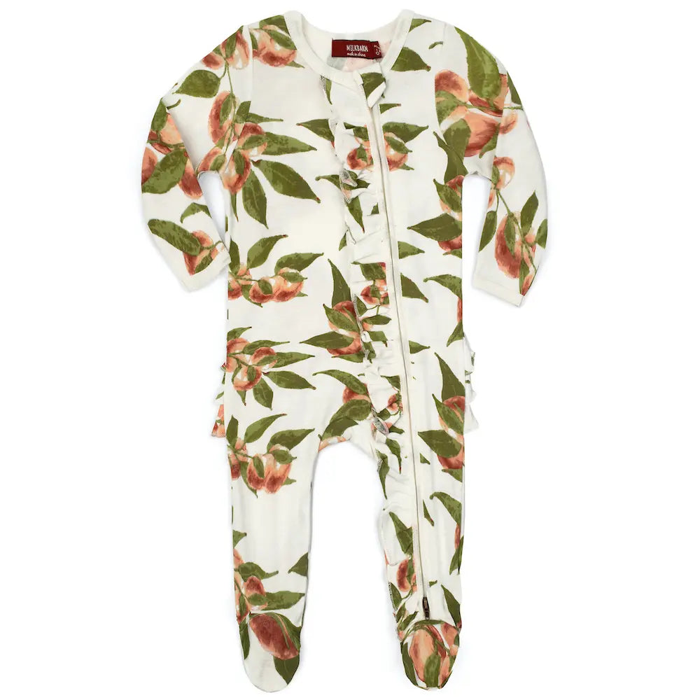 Baby Bamboo Ruffle Zip Footed Romper