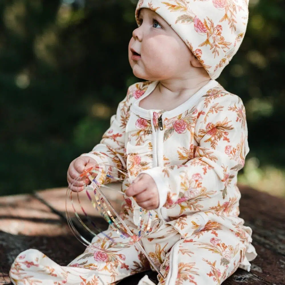 Baby Bamboo Ruffle Zip Footed Romper