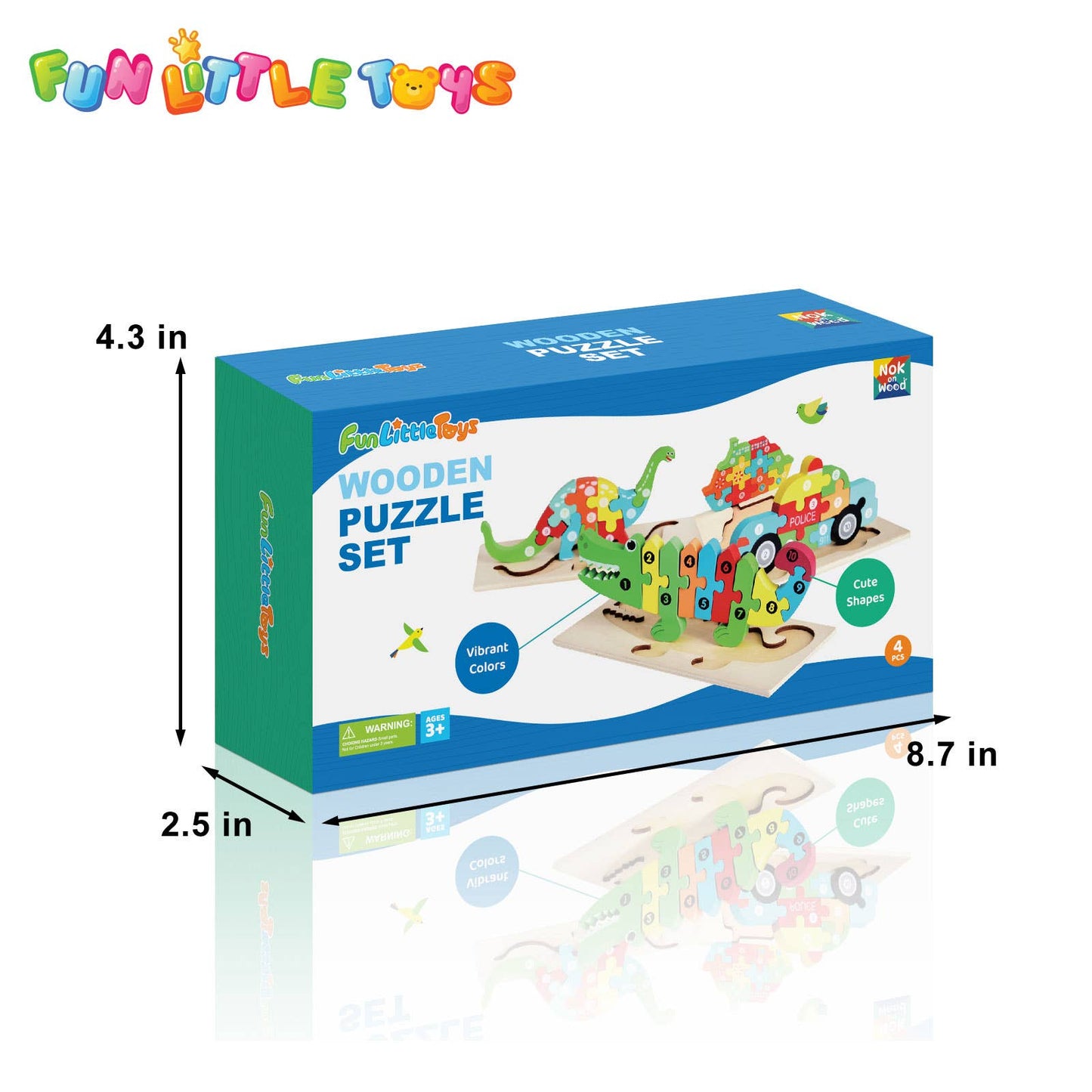 4-Pack Wooden Puzzles for Toddlers