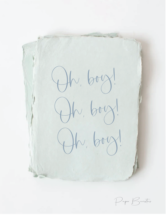 "Oh Boy" Baby Shower Flat Greeting Card