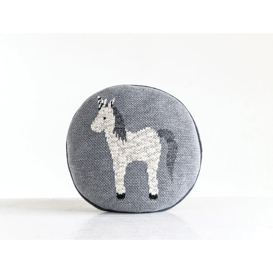 Cotton Knit Pillow with Unicorn