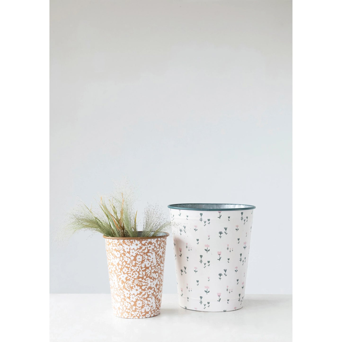 Metal Buckets with Floral Prints